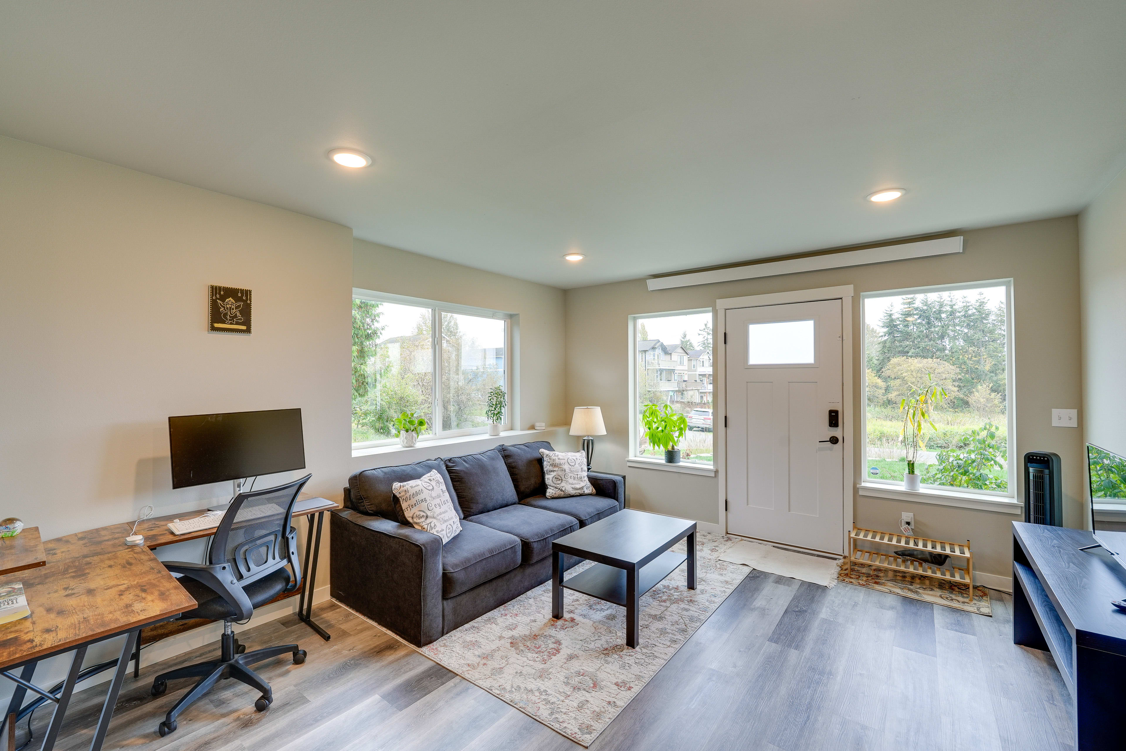 Lower Living Area | Queen Sleeper Sofa | Smart TV | Laptop Workspace