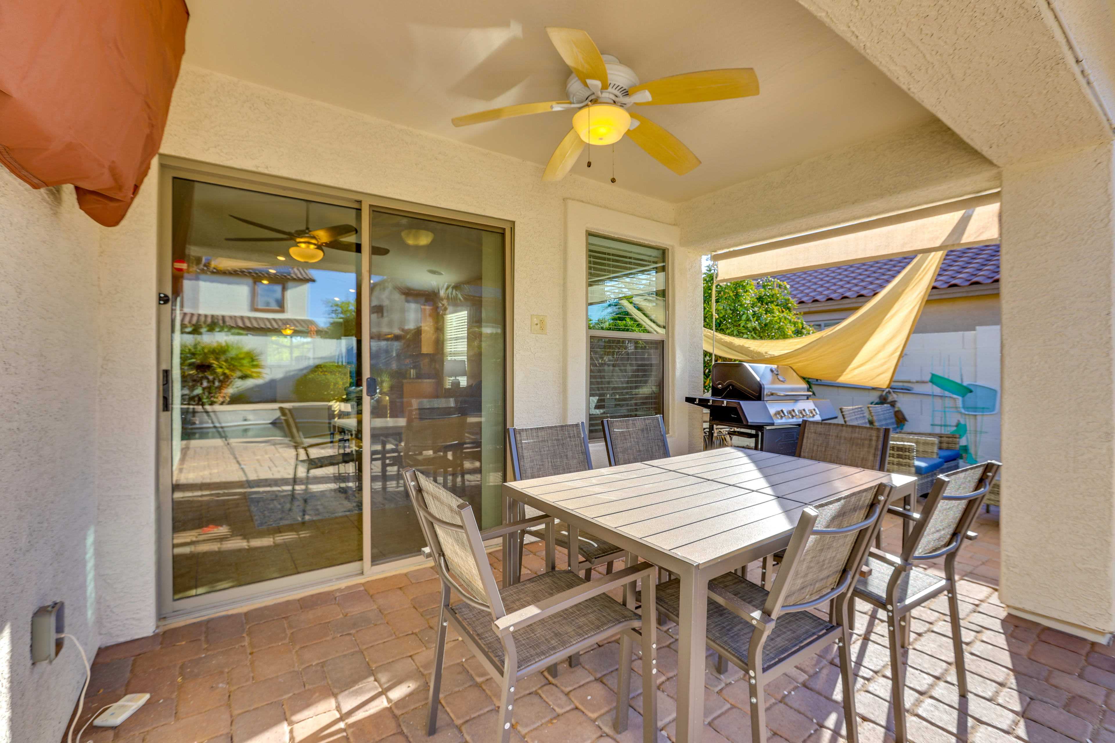 Patio | Gas Grill | Dining Area | Umbrella