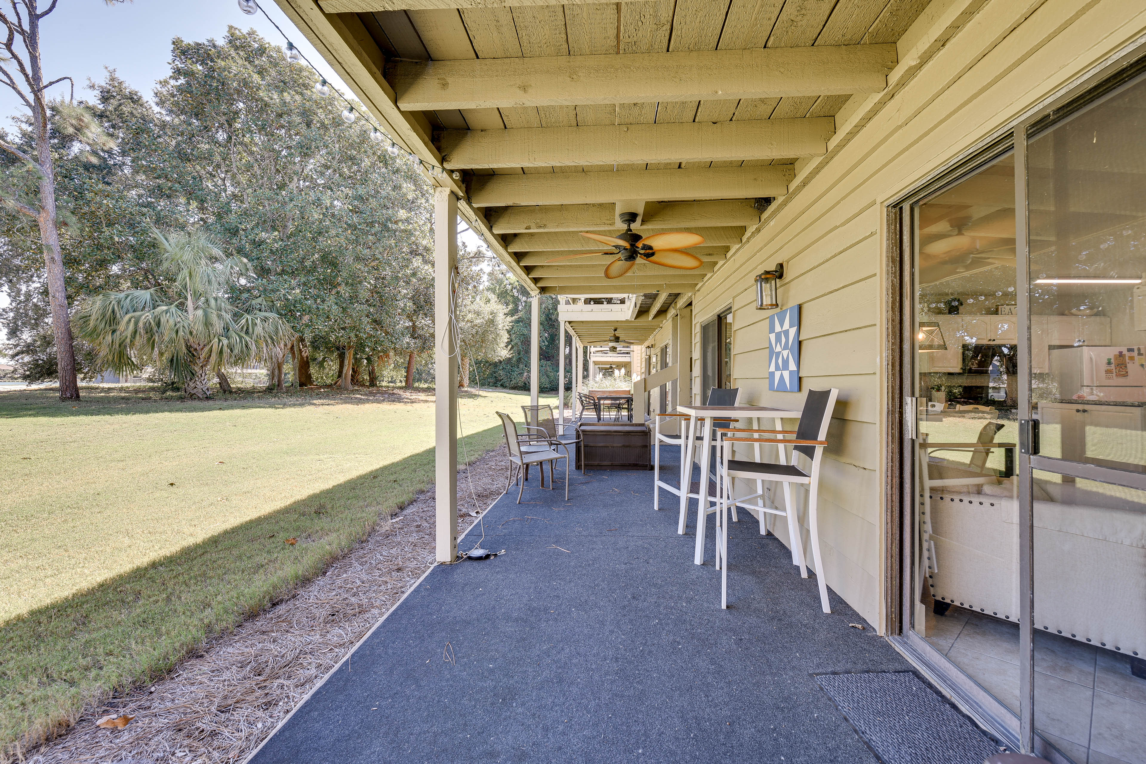 Private Patio | Charcoal Grill (Shared) | Golf Course View
