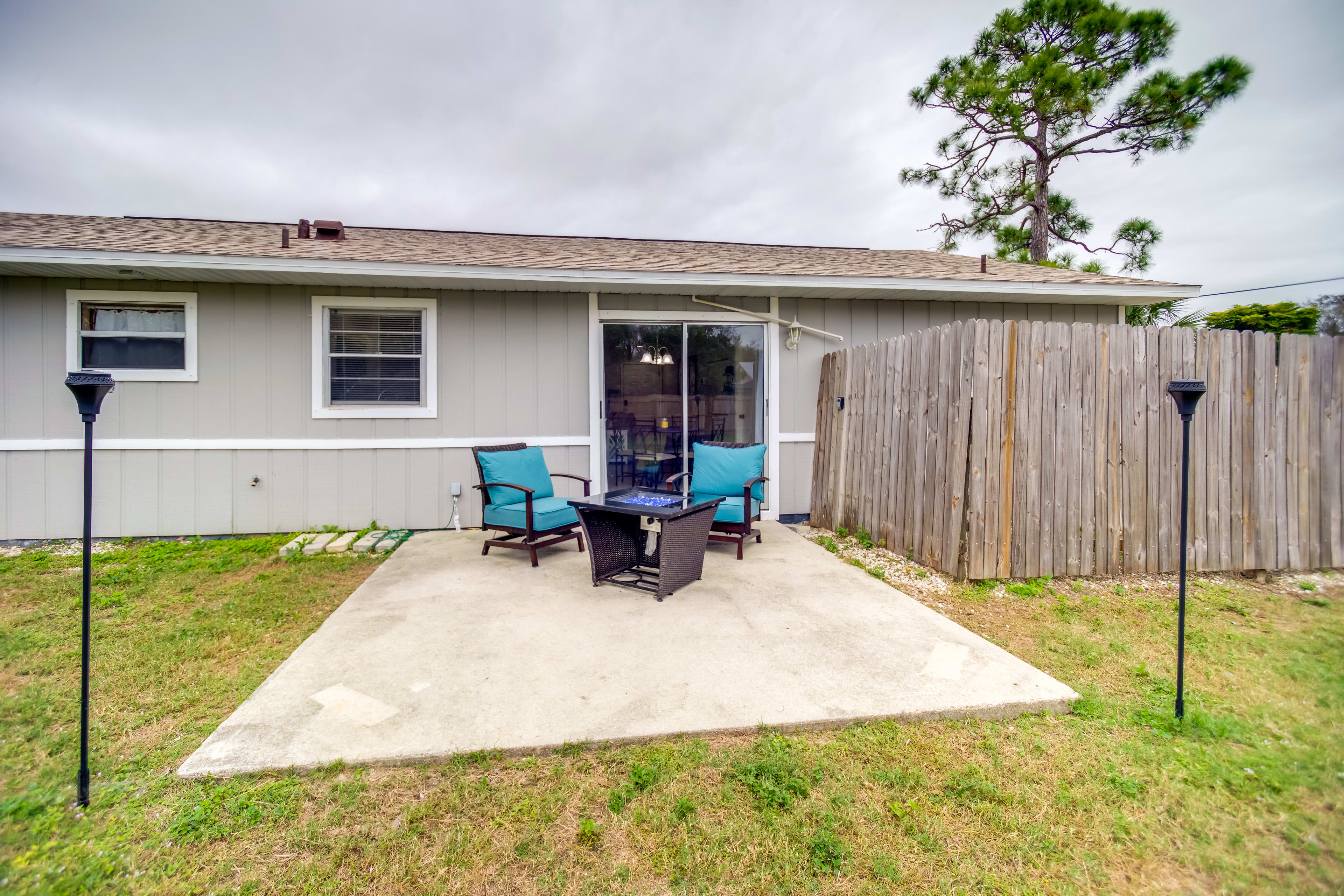 Back Exterior | Patio | Gas Fire Pit | Fenced Yard