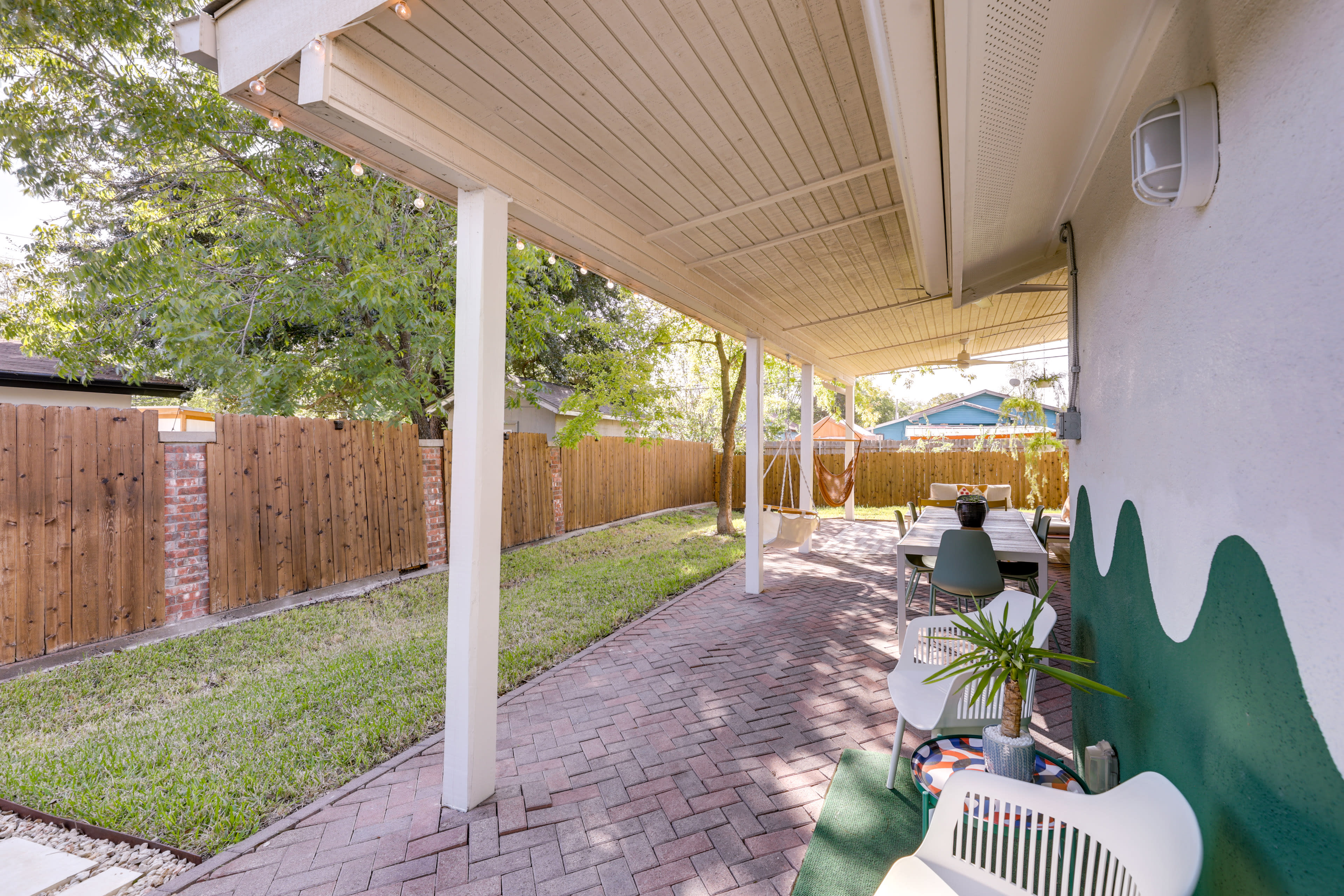 Covered Patio | Outdoor Dining Area | Lounge Seating | Hammock Swing Chairs