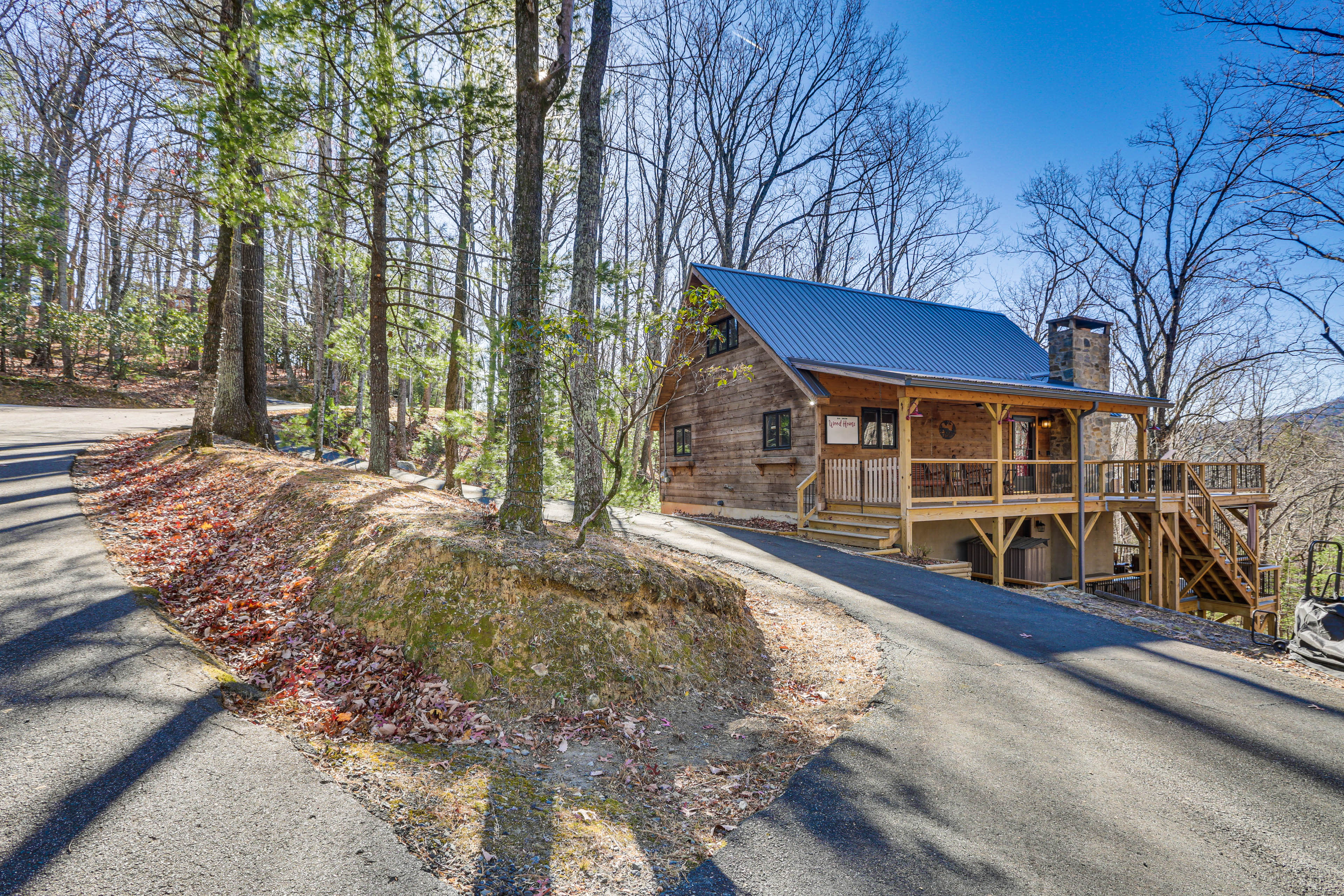 Cabin Exterior | 2 Wraparound Decks | Private Hot Tub | Outdoor Dining Area