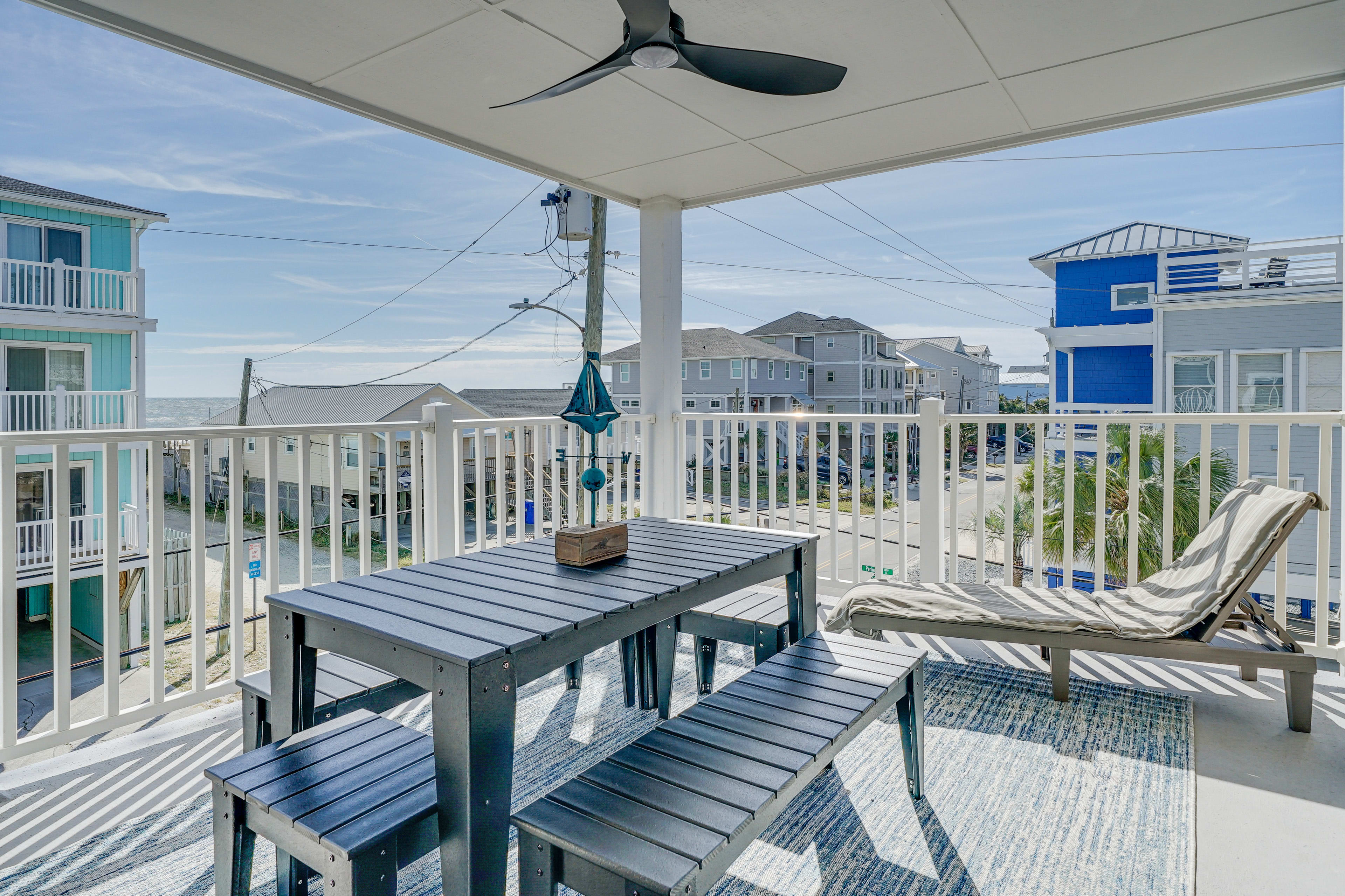Covered Deck | Ocean Views | Outdoor Dining Area | Balcony