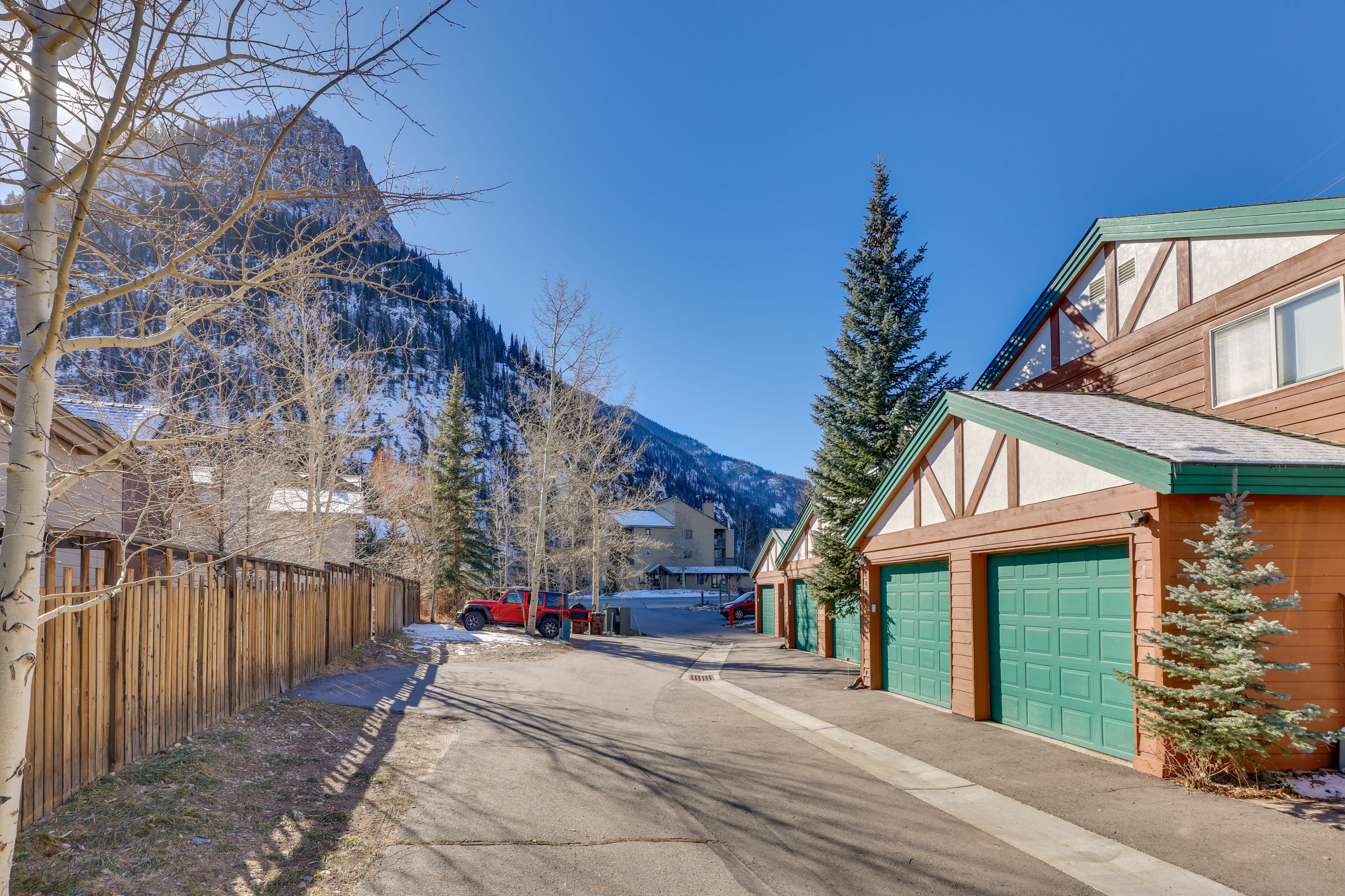 Townhome Exterior | Private Patio | Free Bus Service to Ski Areas