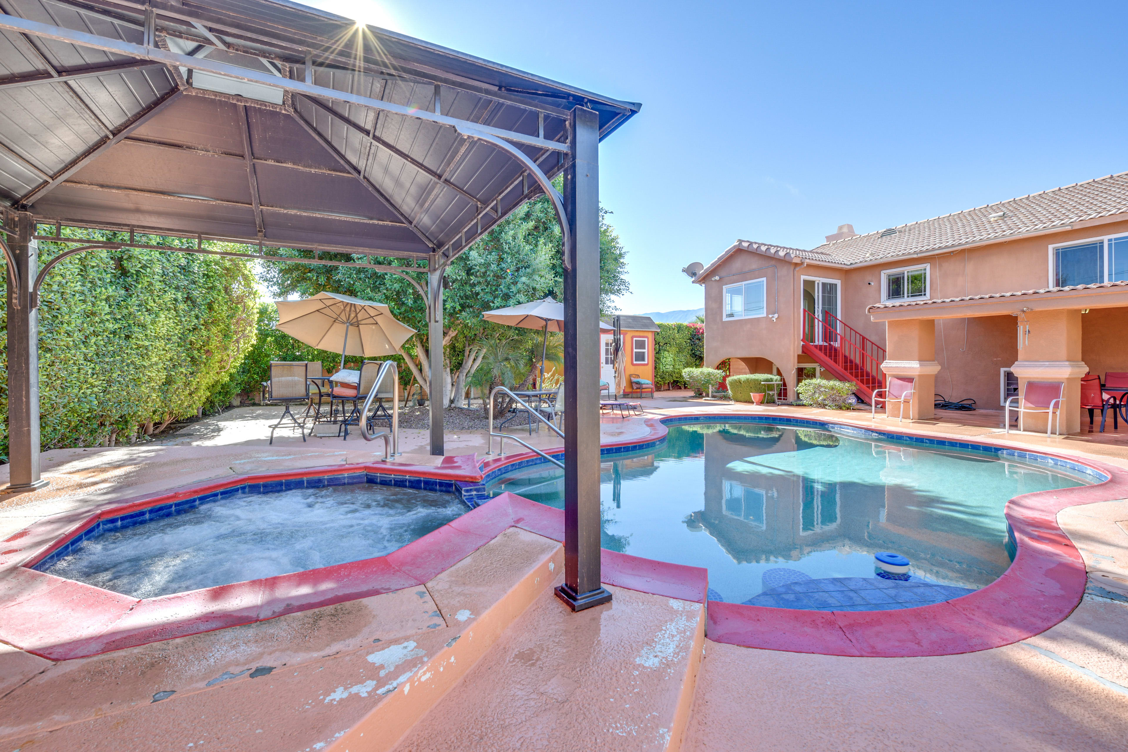 Cathedral City Vacation Rental | 2BR | 1BA | Steps Required | 1,100 Sq Ft
