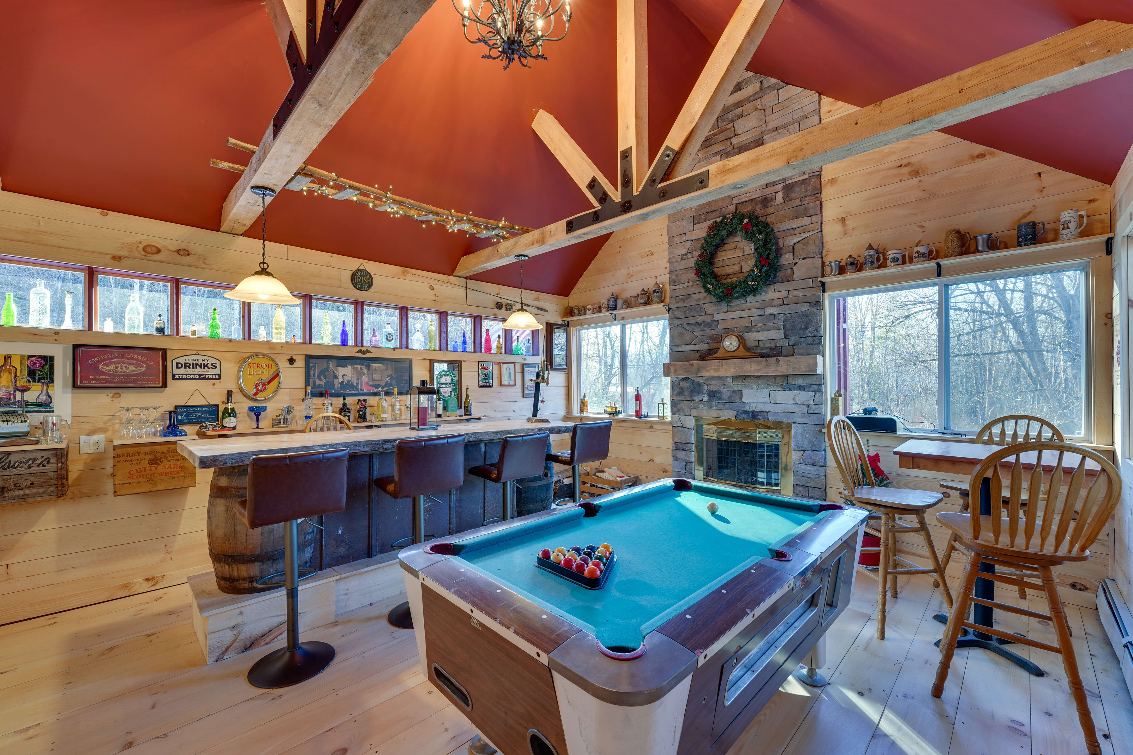 Rec Room | Smart TV | Wood-Burning Fireplace | Wet Bar | Pool Table