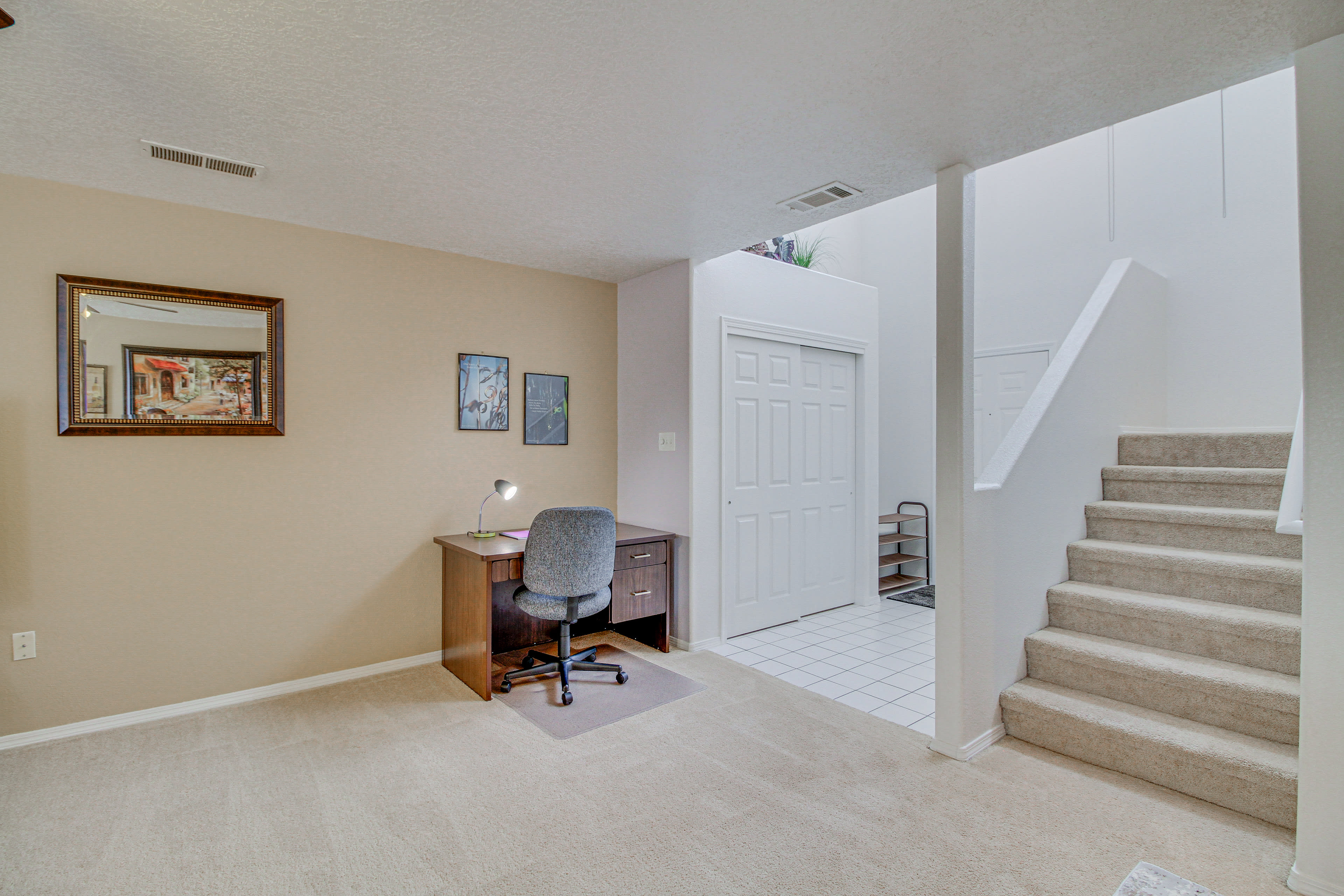 Stairs to Access 2nd Floor | Laptop-Friendly Desk