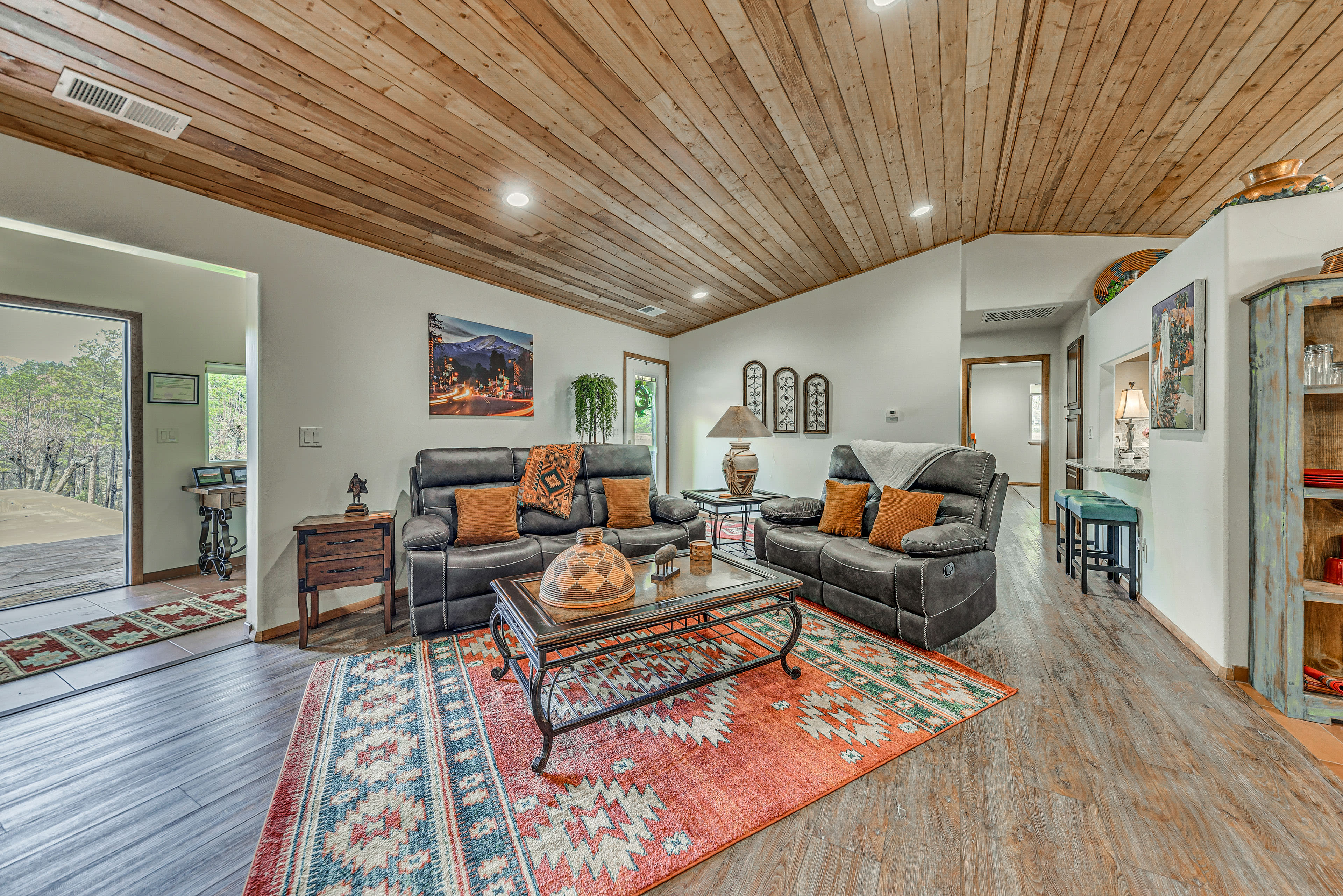 Living Room | Central Heating & A/C | Single-Story Home