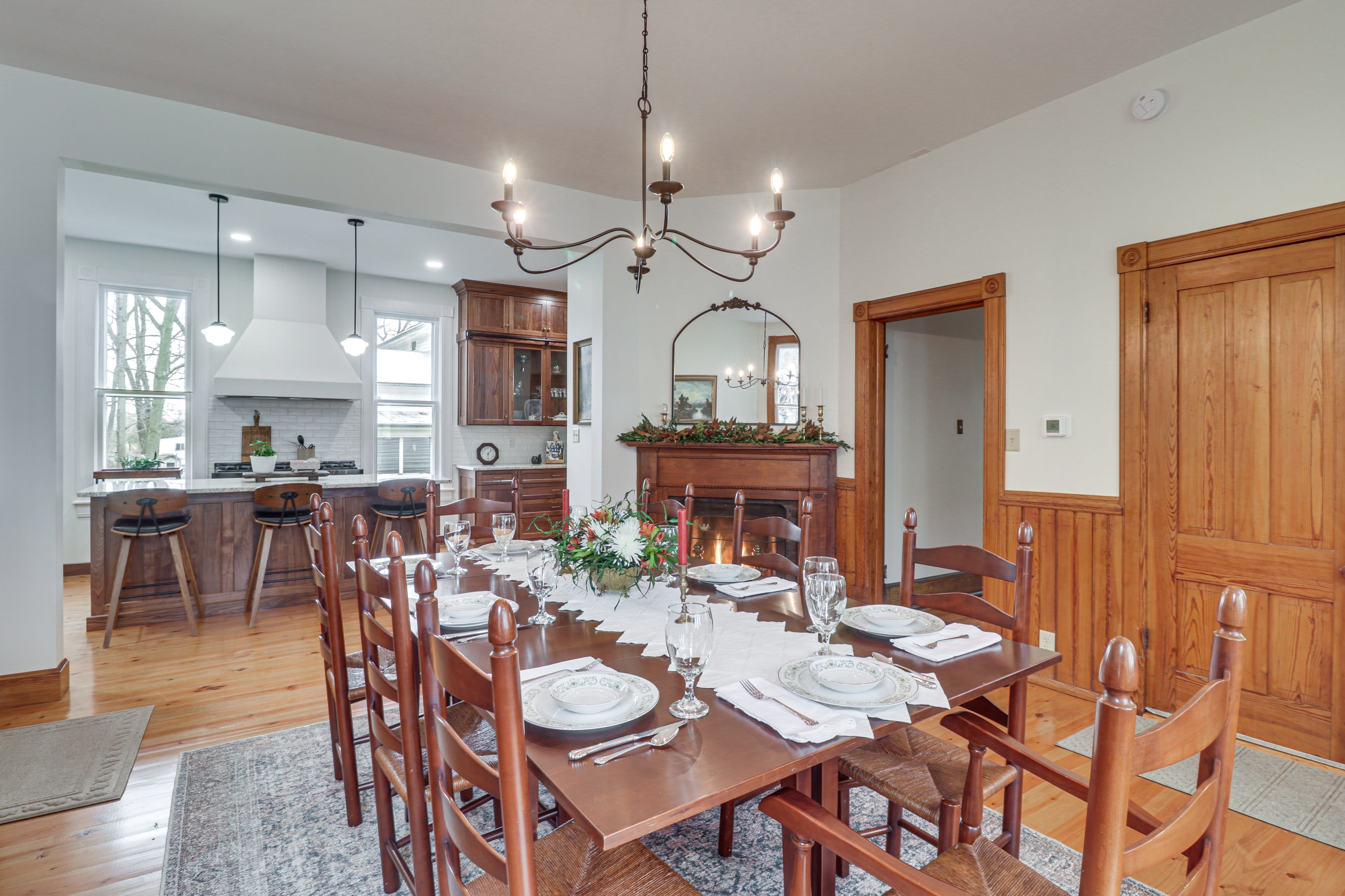 Dining Area | Dishware & Flatware | Fireplace