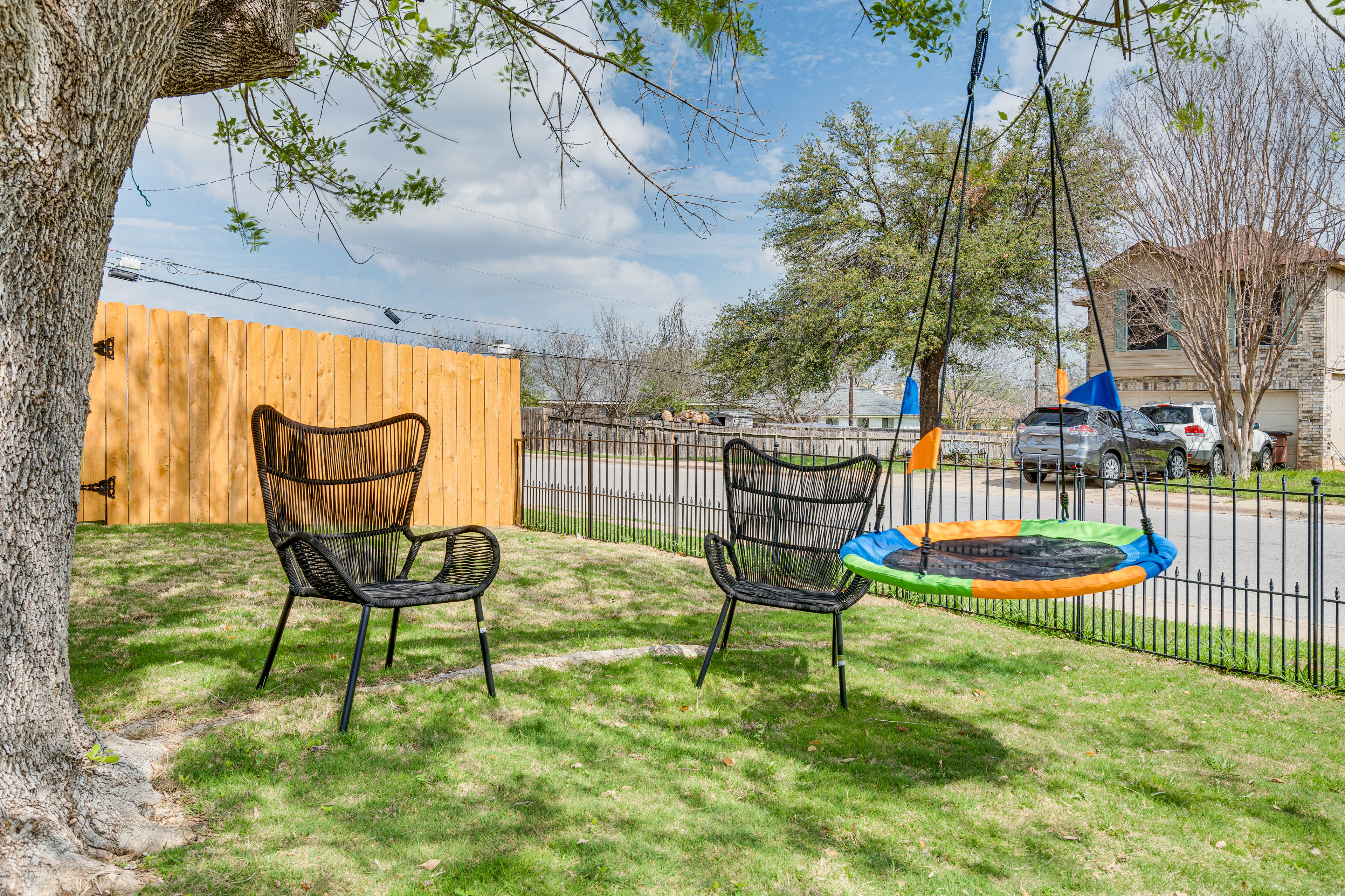 Fenced Front Yard | Tree Swing