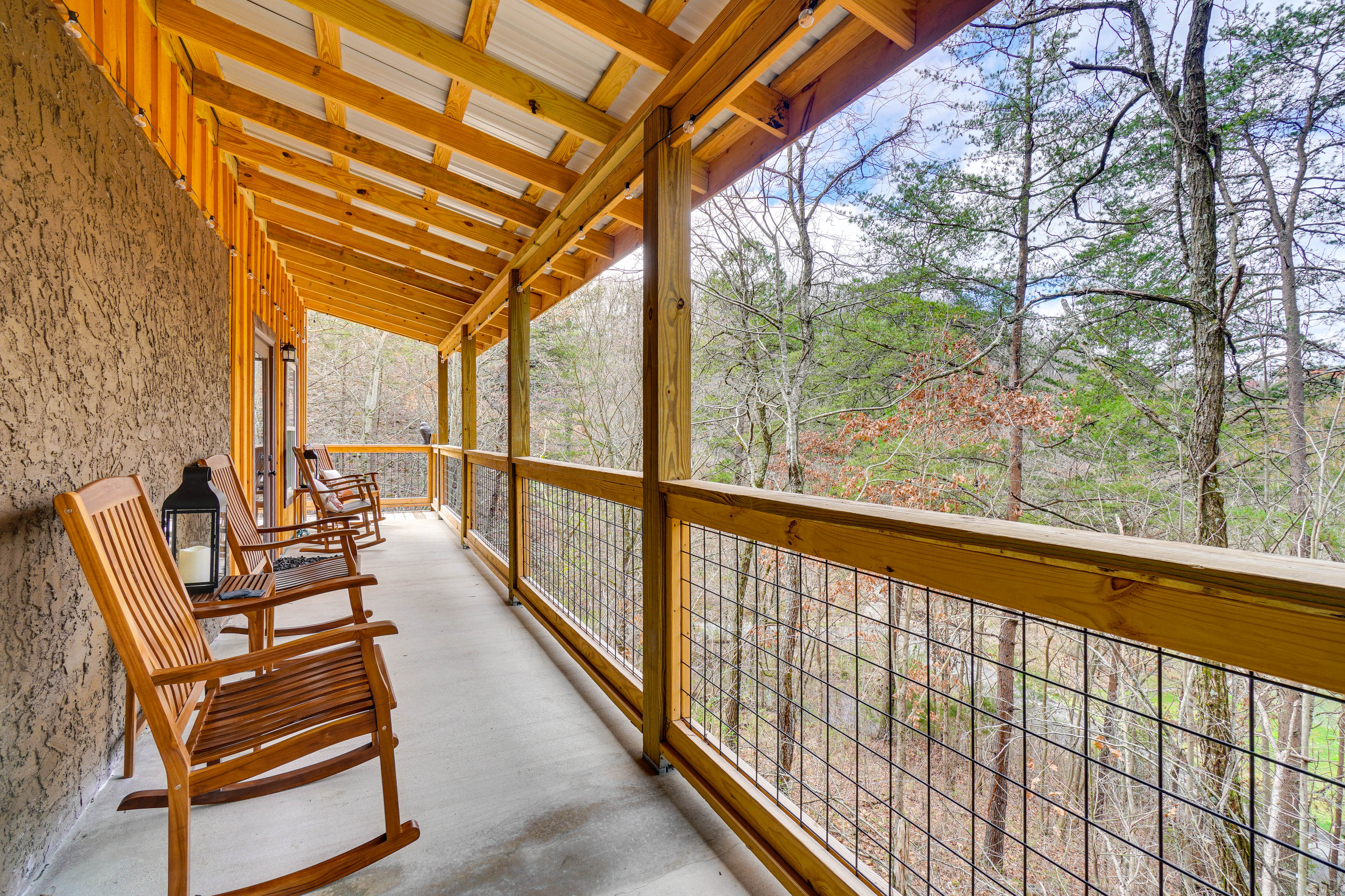 Covered Porch | Outdoor Seating | Lost Branch Stream Views