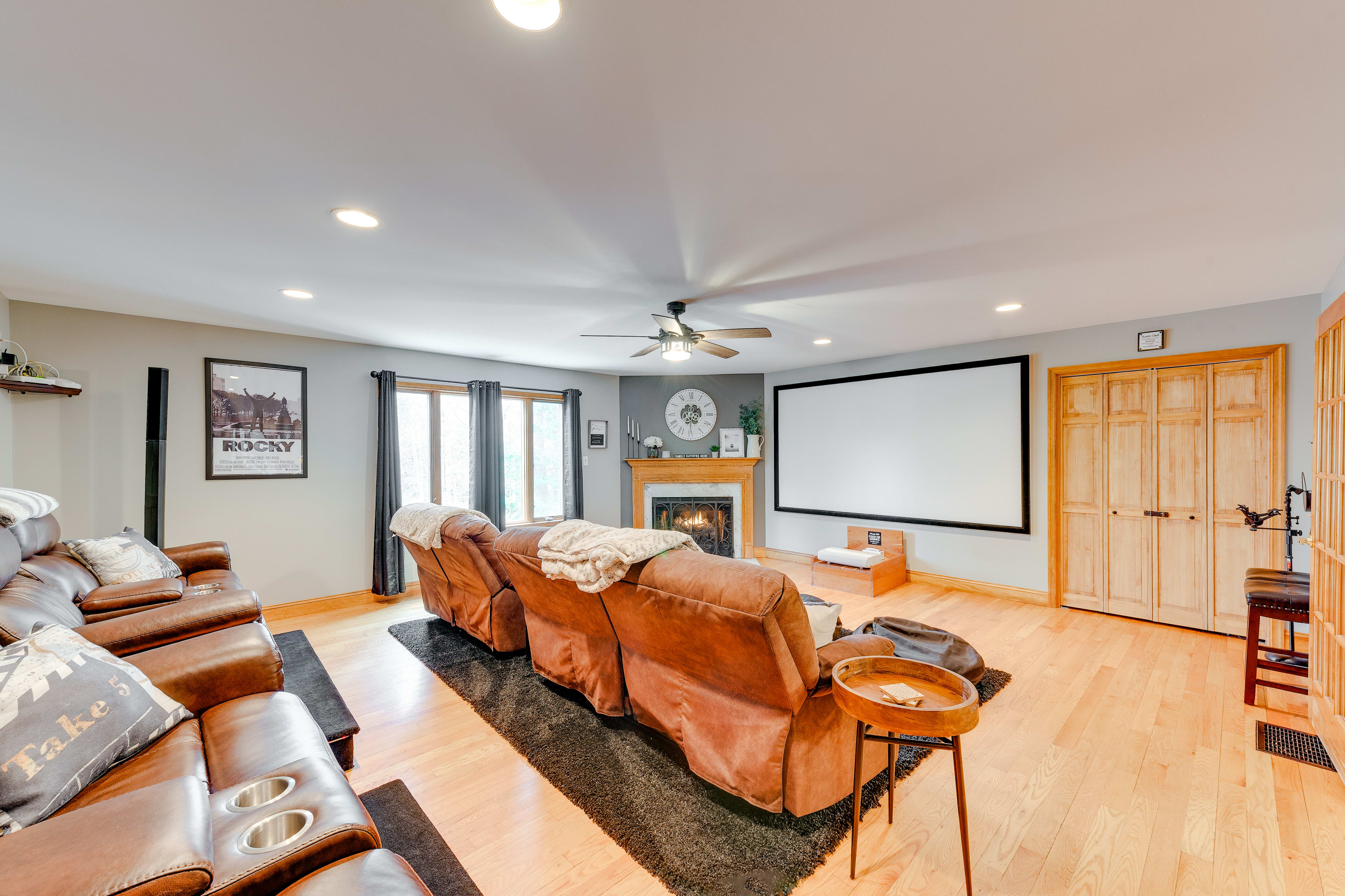 Home Theater | Fireplace | Projector Screen | Main Level