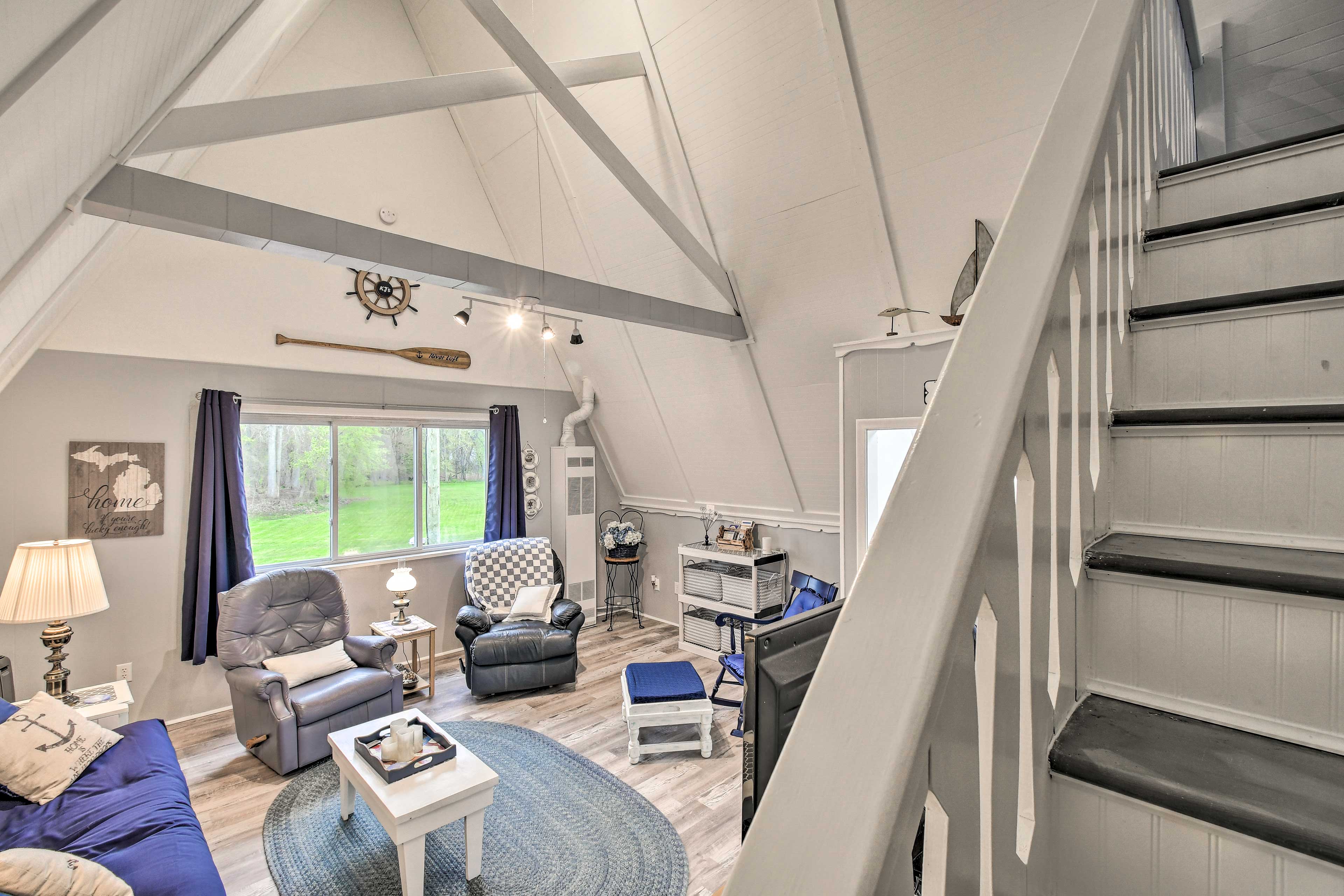 Bright & Cozy AFrame Studio Steps to River! Algonac, MI Evolve