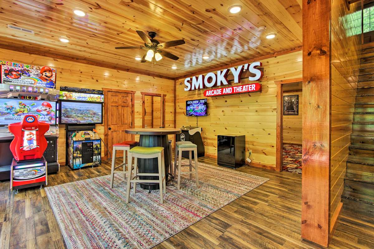 Smoky Mtn Cabin Experience Pool Arcade Theater