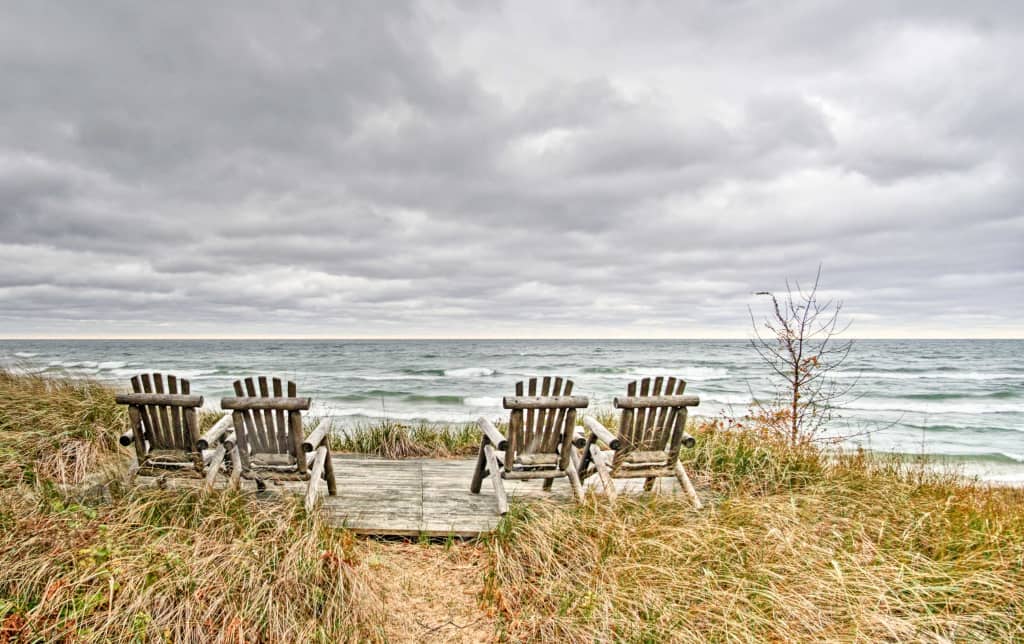 Beachfront Lake Michigan Cottage W Fire Pit Deck