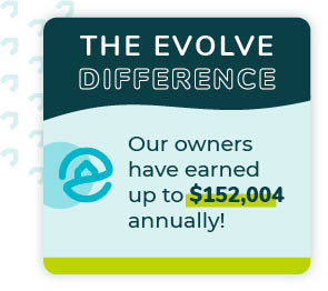 Graphic of The Evolve Difference in Sevierville, Tennessee showcasing how much vacation rental owners can earn in the area