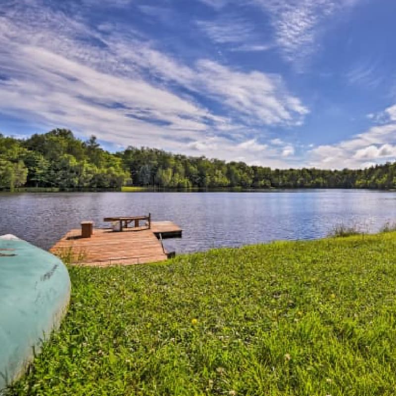 Lake and dock view in The Poconos, Pennsylvania