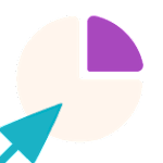 Icon of a pie chart and a computer cursor