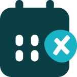 Blue icon of a calendar with an x, representing how flexible vacation rental cancellation policies can boost your performance