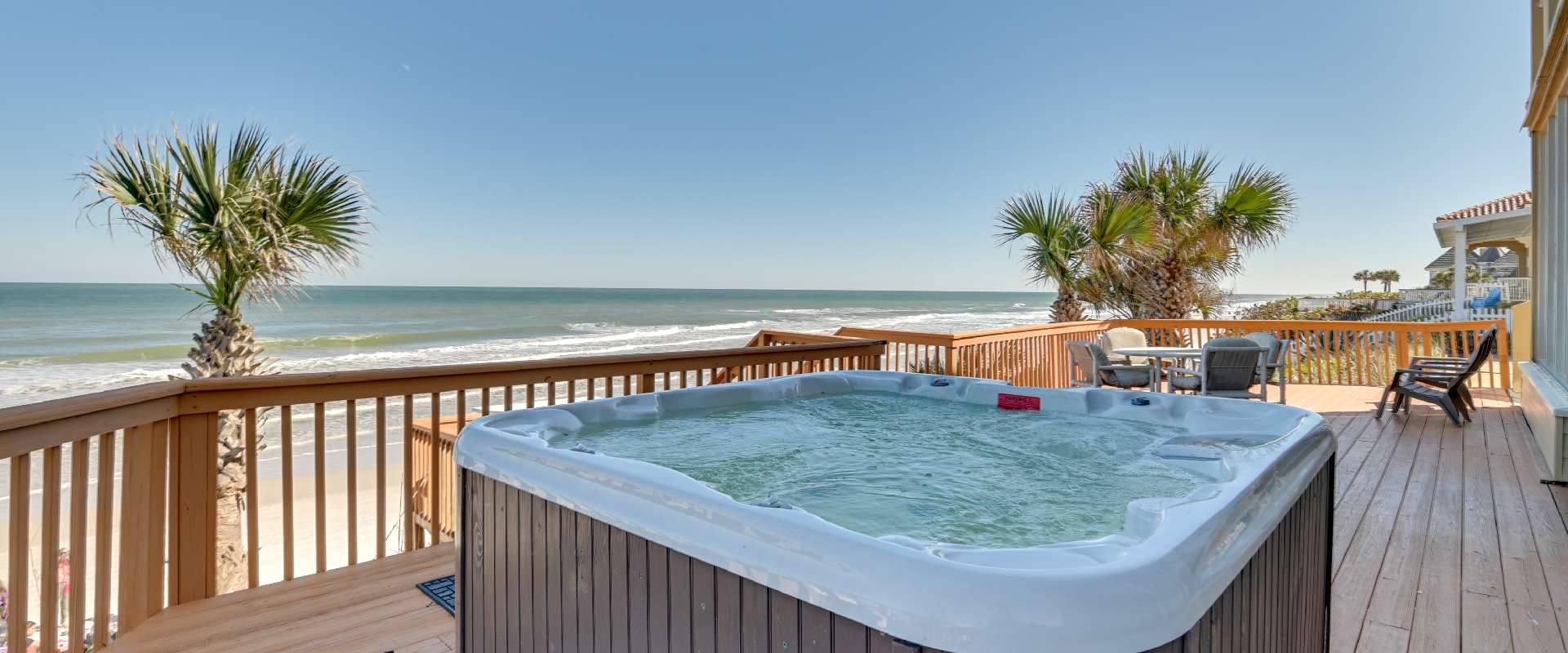 Photo of a hot tub that overlooks the ocean near Wilbur by the Sea, Florida. Wonderful beach access allowed from this vacation rental.