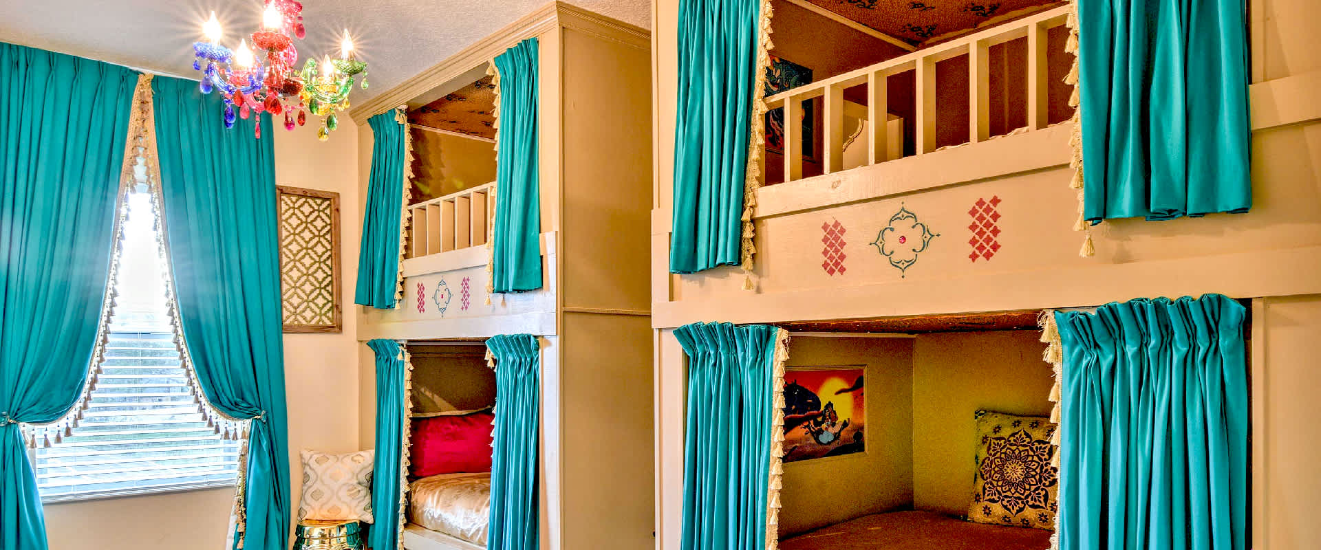 Photo of matching Disney themed bunk beds in a vacation rental in Davenport, Florida.