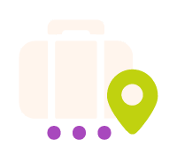 Icon of a suitcase and a map location pin