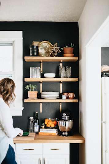 Open shelving modern kitchen storage