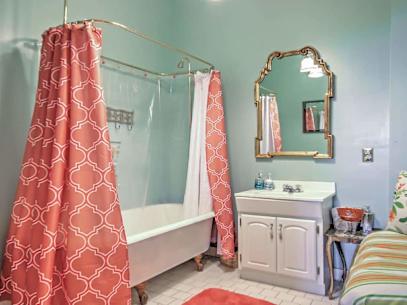 Vacation rental bathroom with claw-foot bathtub