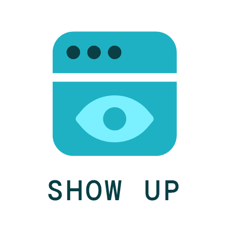 Blue icon of a computer screen and an eye with text that says Show Up, meaning Evolve's new listing pricing strategy helps your home get seen