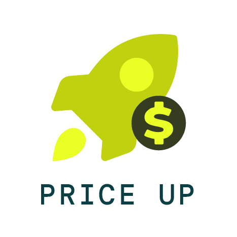 Green rocket and dollar sign icons with text that represents Evolve pricing for new listings, and charging higher rates over time