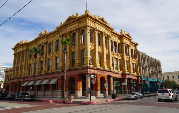 Historic building in downtown Galveston, Texas