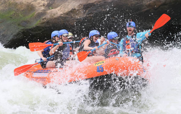 Group of people white water rafting in Breckenridge, Colorado