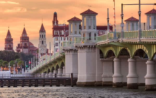 St. Augustine, Florida, USA Skyline at Bridge of Lions