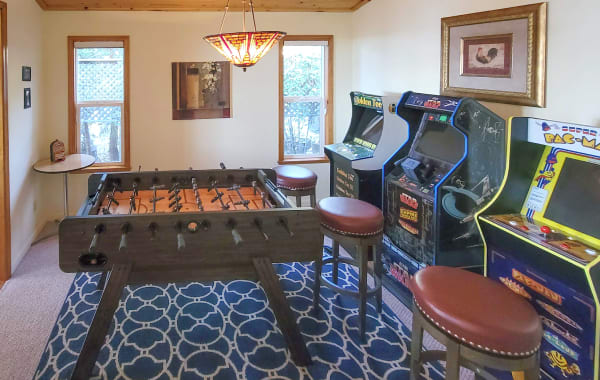 Image of a game room inside of a family-friendly vacation rental.