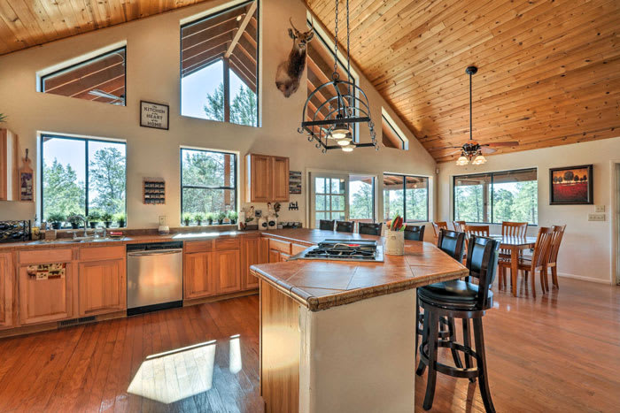 Spacious kitchen in Show Low, Arizona cabin vacation rental, a home that also has a lofted office