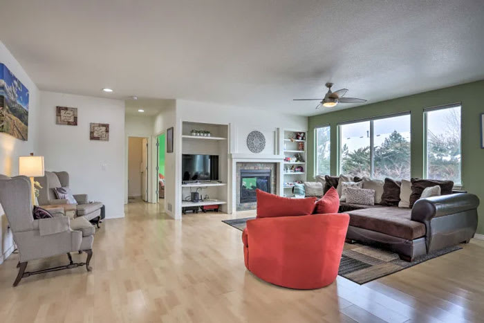 Living room in an Erie, Colorado vacation rental that also has multiple offices