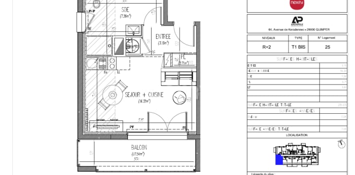 Image 5 sur 5 - Appartement  ·  Location · Brest (29200) · 1 pièce · 28m²