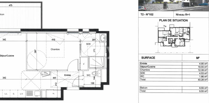 Image 1 sur 1 - Appartement  ·  Location · Nantes (44300) · 2 pièces · 43m²