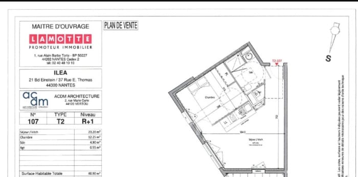 Image 1 sur 1 - Appartement  ·  Location · Nantes (44300) · 2 pièces · 41m²
