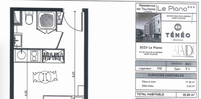 Image 7 sur 7 - Appartement  ·  Vente · Talence (33400) · 1 pièce · 21m²