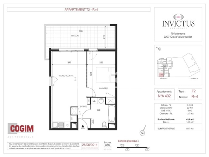 Image 2 sur 10 - Appartement  ·  Location · Montpellier (34070) · 2 pièces · 44m²