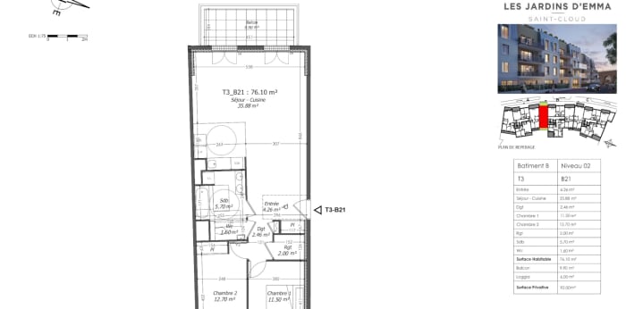 Image 6 sur 6 - Appartement  ·  Location · Saint Cloud (92210) · 3 pièces · 78m²