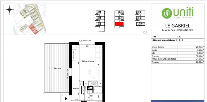 Image 3 sur 3 - Appartement  ·  Location · St Jory (31790) · 2 pièces · 42m²