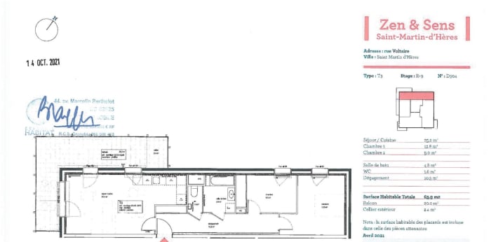 Image 9 sur 11 - Appartement  ·  Location · St Martin D Heres (38400) · 3 pièces · 64m²