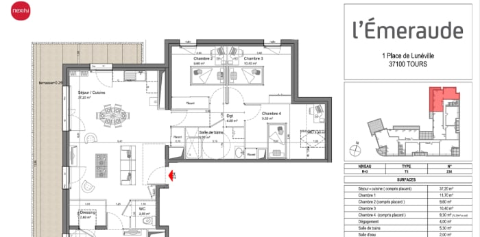 Image 7 sur 8 - Appartement  ·  Location · Tours (37100) · 5 pièces · 94m²