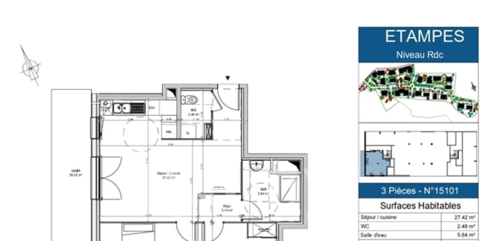 Image 1 sur 5 - Appartement  ·  Location · Etampes (91150) · 3 pièces · 61m²