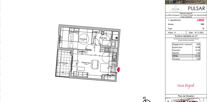 Image 4 sur 11 - Appartement  ·  Location · Chenove (21300) · 2 pièces · 47m²
