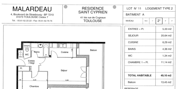 Image 1 sur 1 - Appartement  ·  Location · Toulouse (31300) · 2 pièces · 48m²