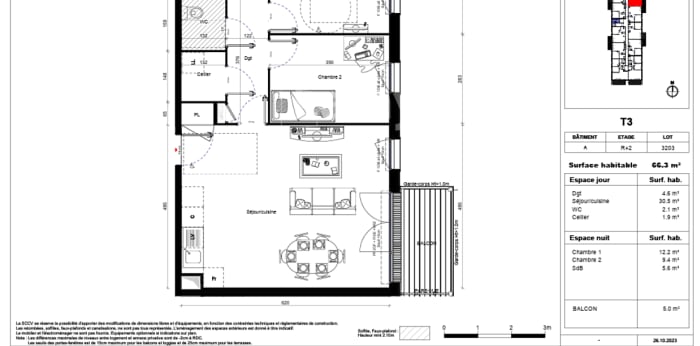 Image 2 sur 3 - Appartement  ·  Location · Erquinghem Lys (59193) · 3 pièces · 66m²