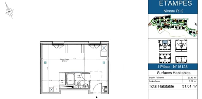 Image 1 sur 7 - Appartement  ·  Location · Etampes (91150) · 1 pièce · 31m²